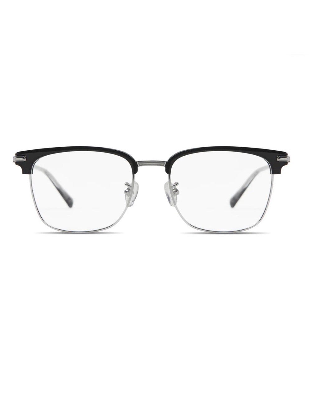 Elisa Johnson Dre Silver Demi-Rim Eyeglasses frames